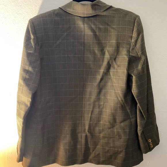 Olive Green Plaid Blazer - Picture 2 of 2